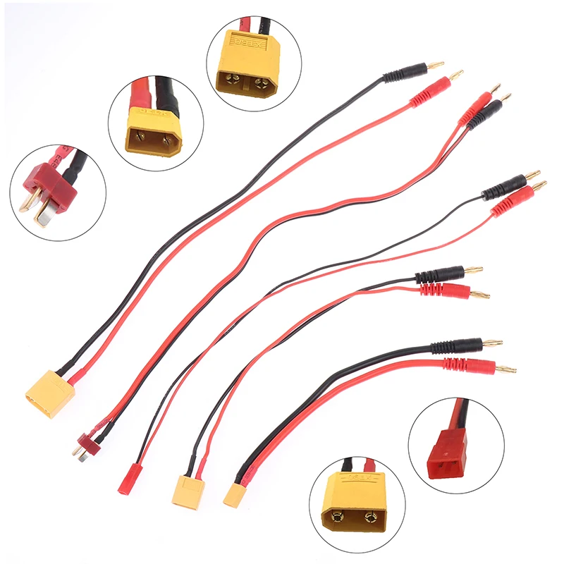 

1Pc XT30 XT60 XT90 JST T Plug Charge Lead To 4.0mm Banana Plugs Charge Cable Silicone Wire 14AWG For Lipo Battery