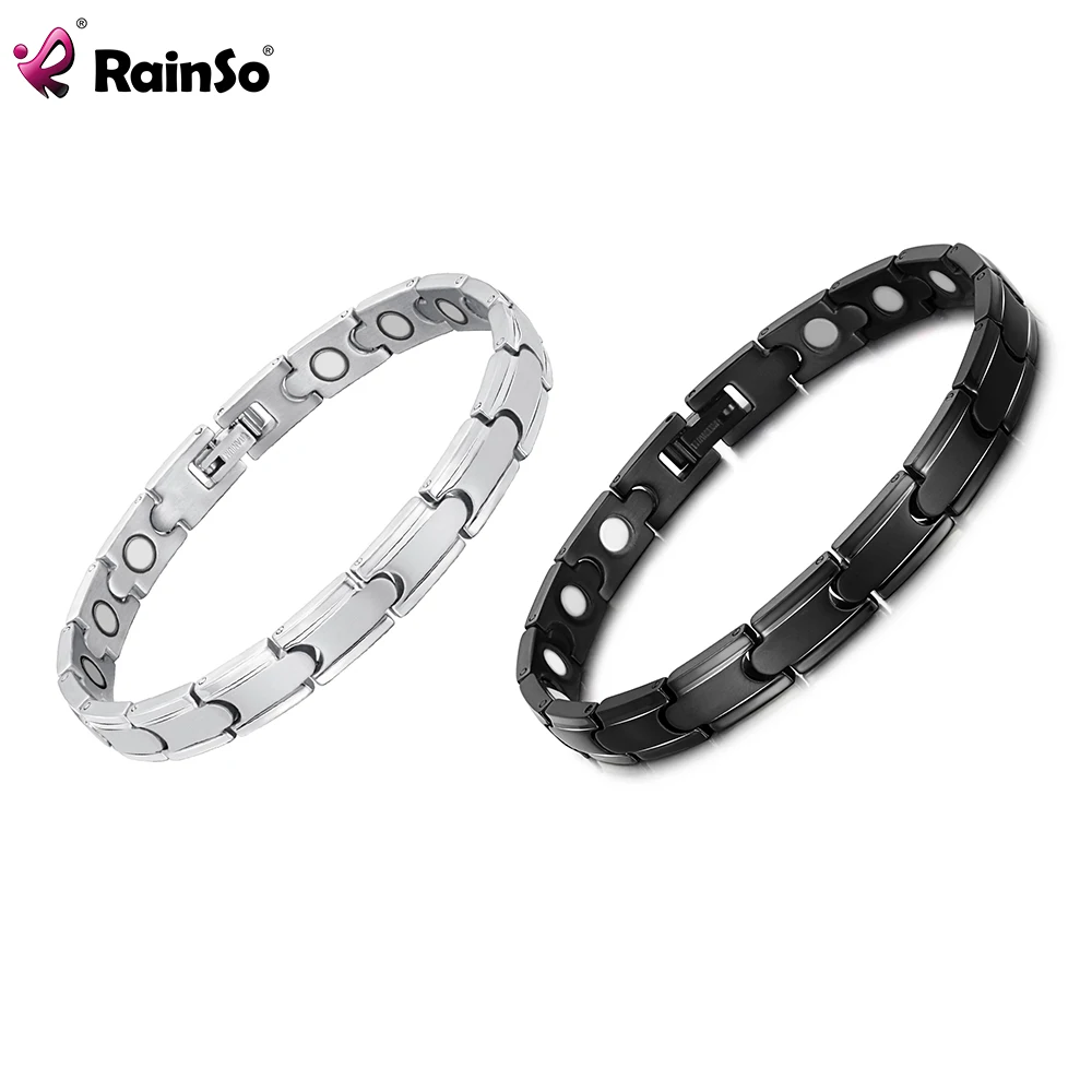 Rainso Couple Bracelet Hand Chain Health Bio Energy Magnetic Bracelet Charm Male Titanium For Men Jewelry Valentine's Day Gifts