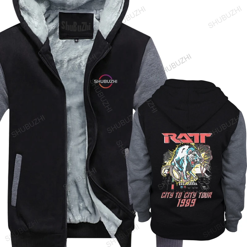 

cotton man hoodies winter jacket Ratt 80s Band Rat On Studio Music Controller Adult CITY TO CITY TOUR 1989 unisex mens hoody