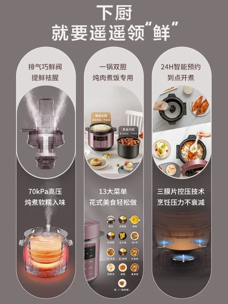 New electric pressure cooker 5 liters large capacity household multi-function intelligent high-pressure rice cooker 5