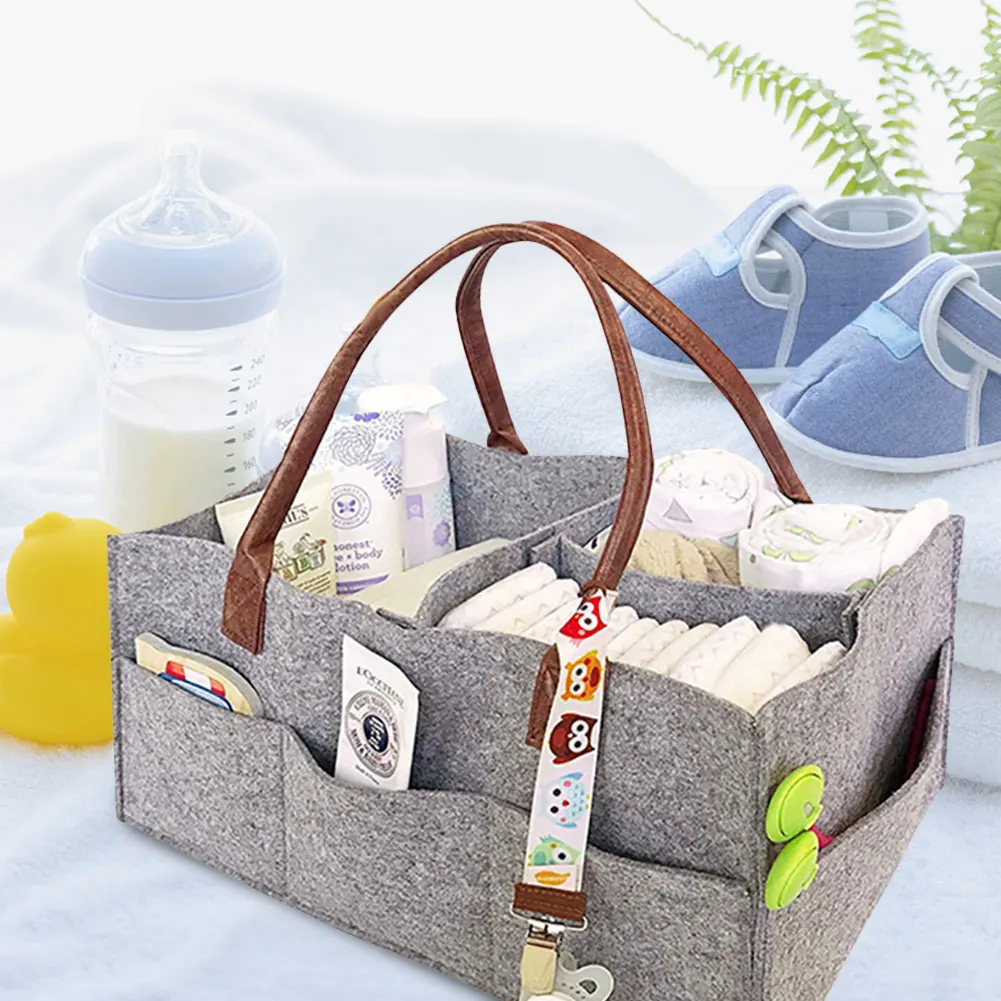 Baby Diaper Caddy Organizer Portable Holder Bag Baby Felt Storage Nursery Basket Foldable Maternity Nursery Organizer Bag baby stroller accessories box