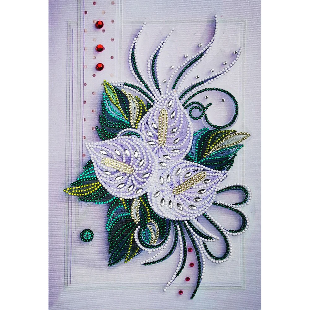 5D Diamond Painting Flower Series Kits DIY Paper Quilling Painting Picture Special-shaped Drill Diamond Painting Decor 30x40cm 