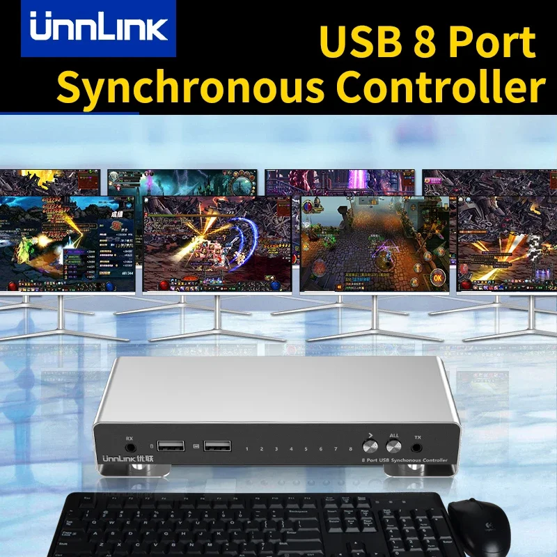 USB KVM Switch Unnlink USB 8 Port Synchronous Controller USB KMV 1 Set of Keyboard Mouse Control 8 PCs/computer/Laptops/Tables for Workstation