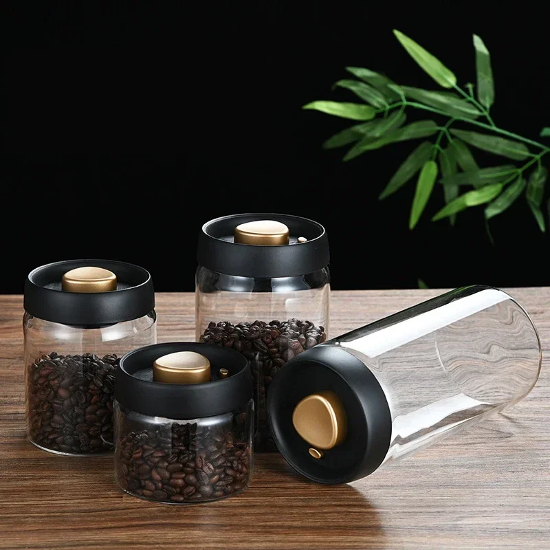 Press-type Coffee Beans Vacuum Sealed Tank Glass Food Storage Fresh-keeping Coffee Jars Whole Grains Tea Candy Storage Jar Jar 2