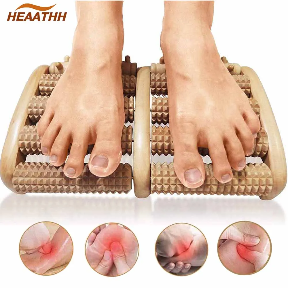 HEAATHH Wood Therapy Dual Foot Massager Roller,Relax and Relieve Plantar Fasciitis, Heel, Arch Pain, Stress Relief Tool