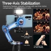 AI Face Tracking 3-Axis Gimbal Stabilizer with Wireless Mic, Magnetic Light, Detachable Remote, for iPhone Android Vlog Video - Image 3