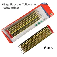 6P yellow black sticky red pencil HB writing drawing pencil 1