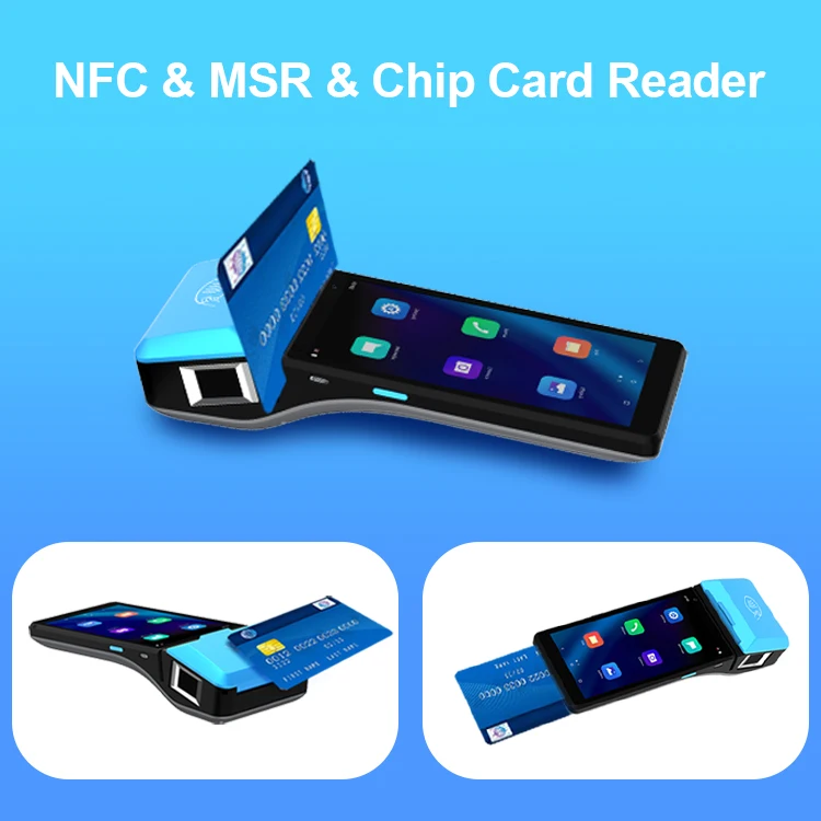 안드로이드 EMV PCI 휴대용 스마트 NFC 비접촉식 터치 스크린 POS 터미널, 프린터 IC 및 신용 카드 리더, Z500, BT5.0, 4G