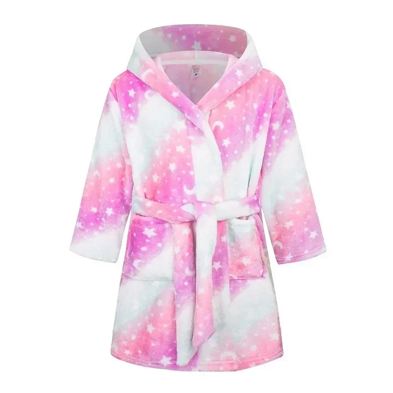 Soft Girl Sleepwear Robe Autumn Winter Children Flannel Bathrobe For Girls Boys 2-14 Years