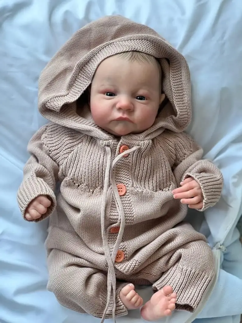 50 Cm Reborn Silicone Baby Girl Doll Soft/Unisex/Blue Eyes Neonato Reborn One Piece Silicone Body Per