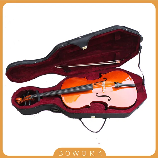 High Gloss Finish Student Practice Cello Handmade 3/4 Size Cello SET+Protecting Case+Soft Bag+Bow Bridge Whole SET-Natural Color