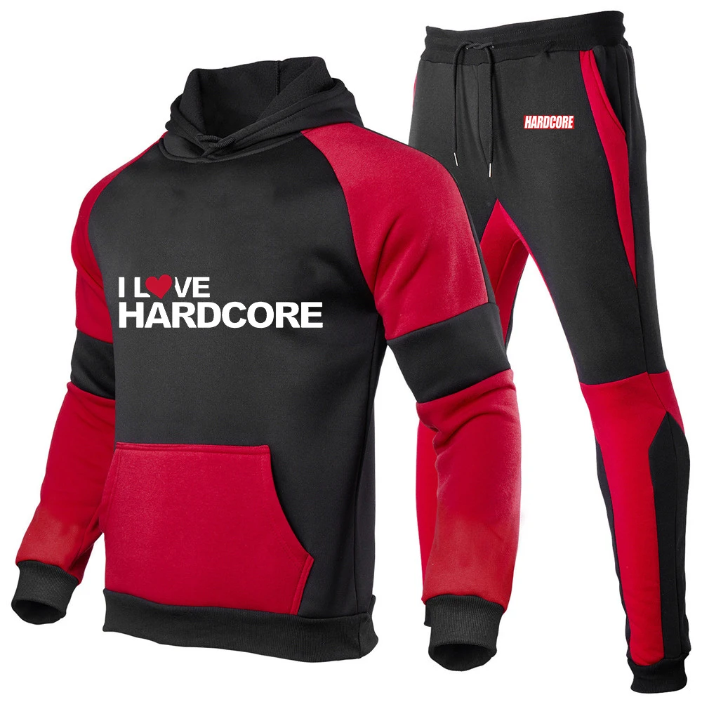 

Hardcore Technics 2023 Men New Leisure Spring and Autumn Tracksuit Sweatshirt+Pants Pullover Hoodie Sportwear Suit Casual Clothe