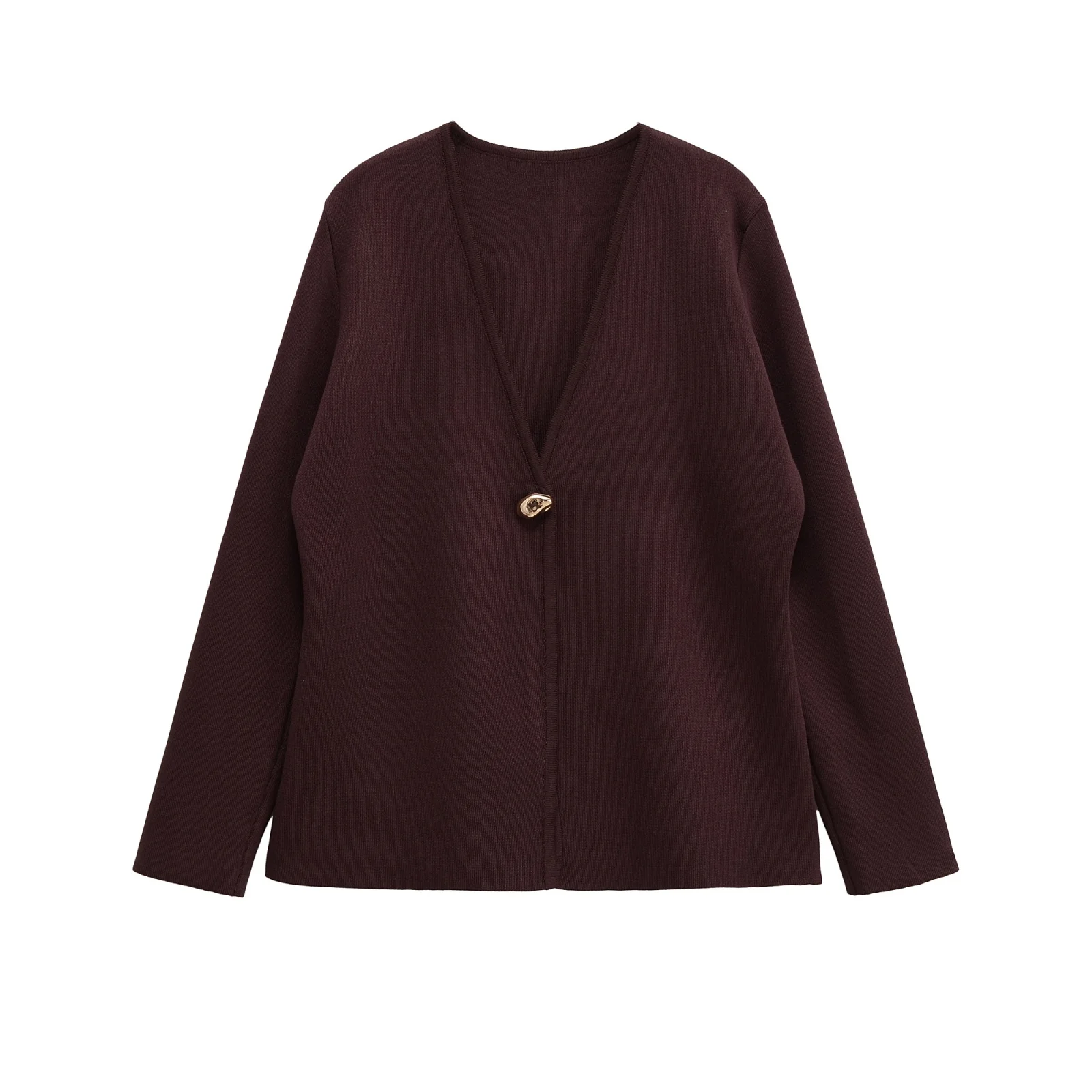 Autumn Women Sweaters Cardigans Fashion V-Neck Long Sleeve With Gold Button Knit Cardigan Sweater Female Outerwear Chic Top