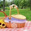 Woven Wicker Basket Picnic Camping Storage Basket Breadfruit Food Breakfast Flower Display Box Kitchen Organizer Home Decor 4