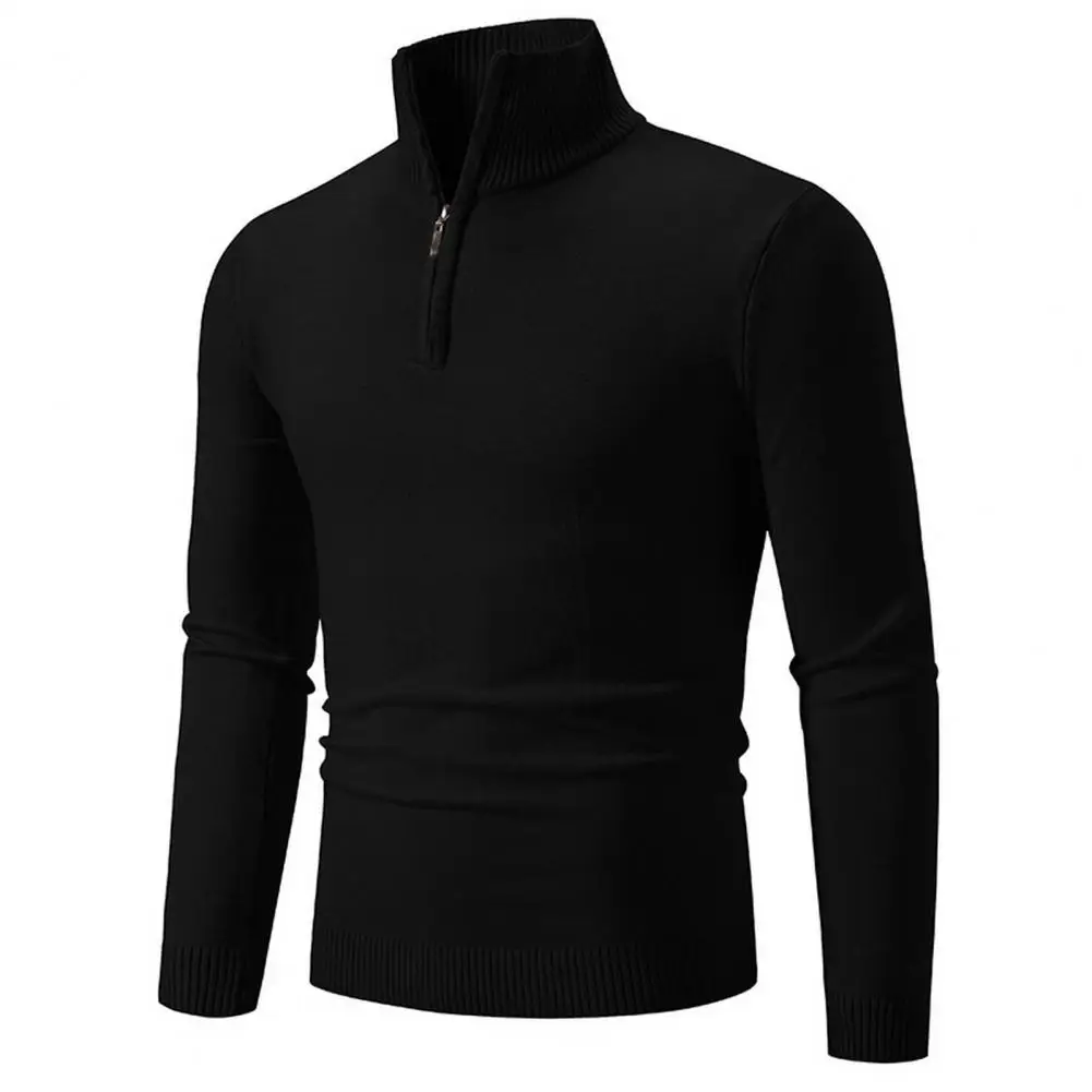 

New Autum/Winter Men Turtlenecks Half Zipper Sweaters Knitwear Pullovers Solid Color Long Sleeved Male Casual Warm Tops