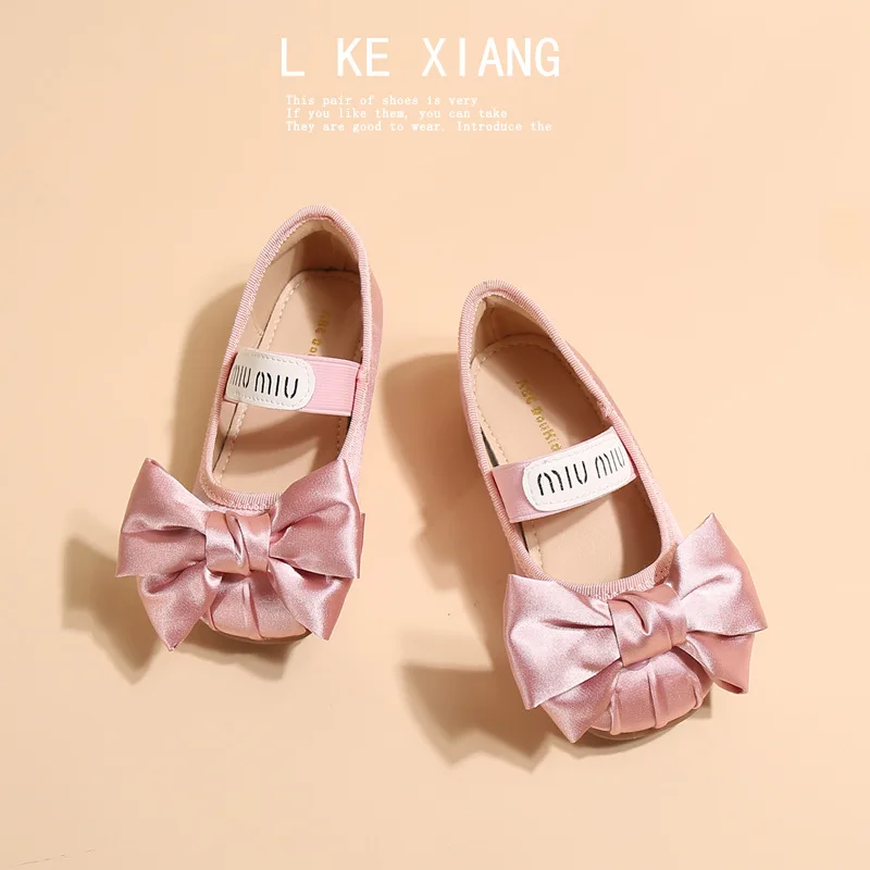 Mary Jane Shoes Girls Shoes Girls Flats Girls' Bowknot Shoes Autumn And Winter Kid's Silk Paris Dance Flats Children's Shoes