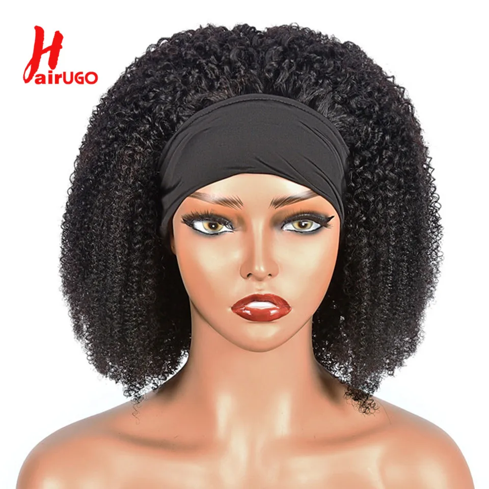 180% Kinky Curly Headband Wigs Glueless Curly Human Hair Wigs Kinky Curly Human Hair Wigs For Woman HairUGo