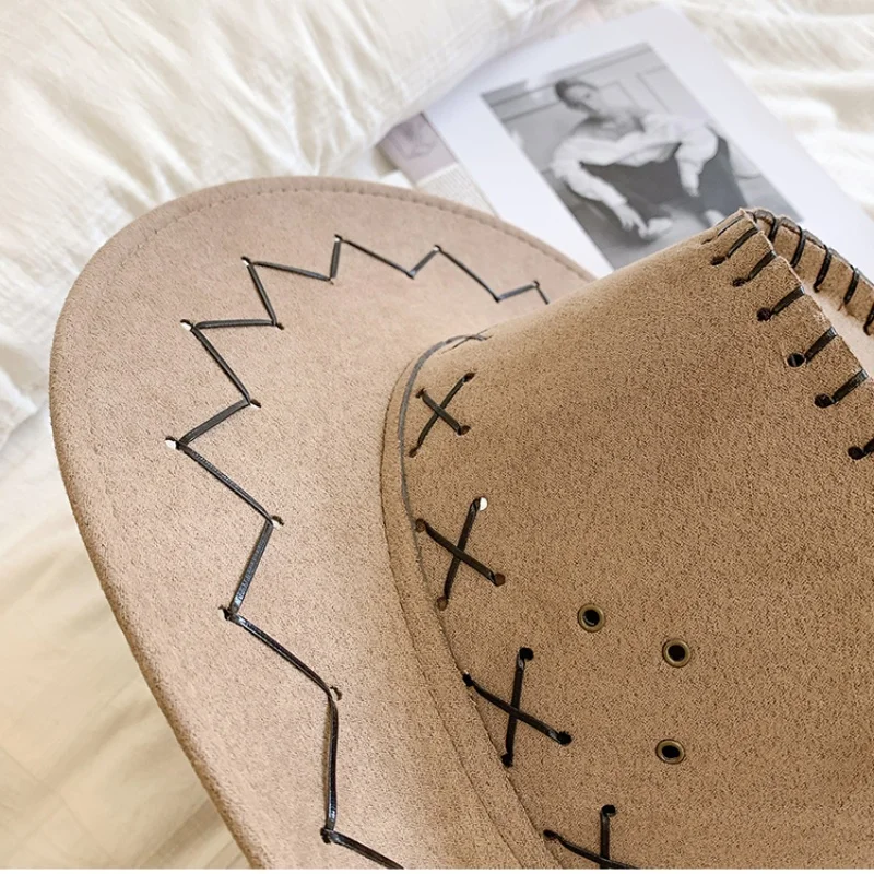 Stylish Sunshade Cowboy Hat Christmas Party Cosplay Cap Vintage Hat for Camping Fishing Mountaineering Vacation New Year Gifts 4