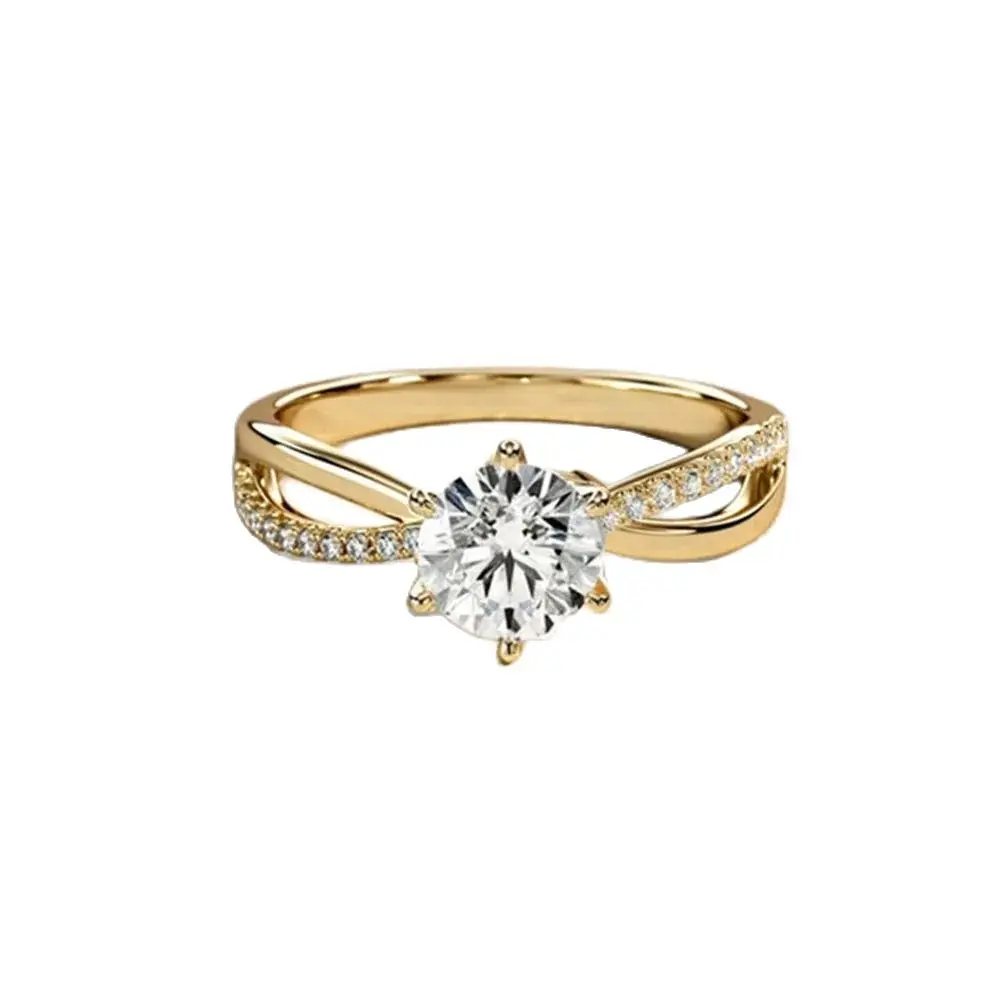 Bague de fiançaille style italien avec diamant synthétique 5