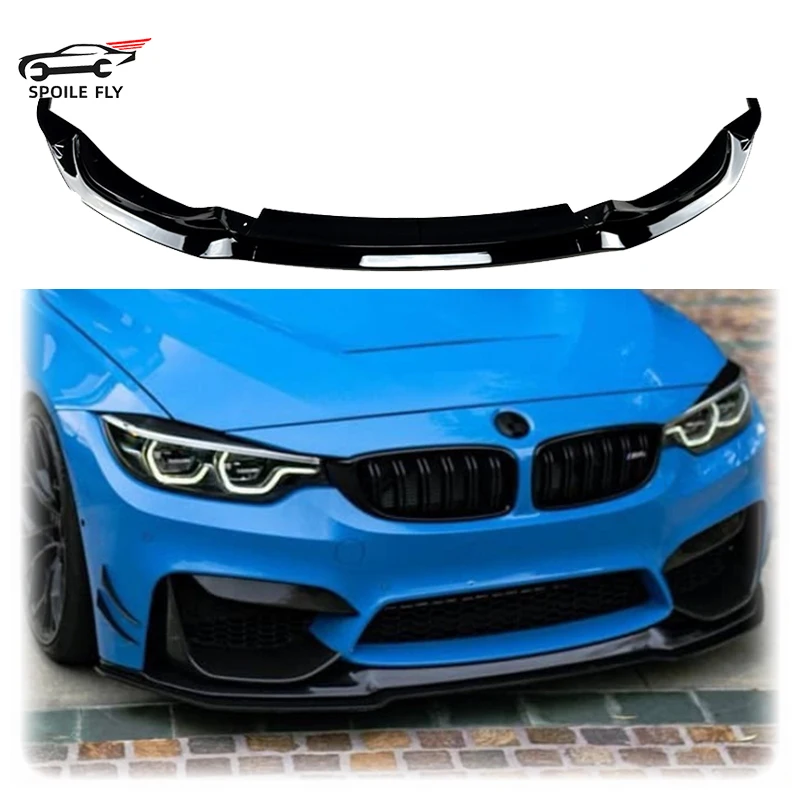 

2015 To 2020 For BMW F80 M3 F82 F83 M4 Front Bumper Spoiler Lip Body Kit Splitter Glossy Balck Carbon Fiber Auto Accessories