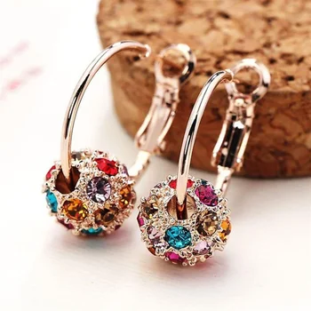 Fashion Women Lucky Beads Crystal Earrings Colorful Balls Women's Creative Inlaid Zircon Wedding Engagement Earrings Jewelry 1