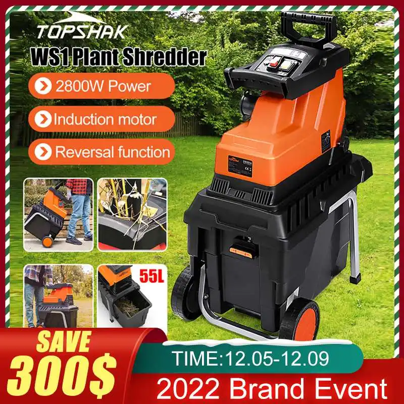 Topshak55L2800WLargeCapacityHighPowerElectricWoodShredder