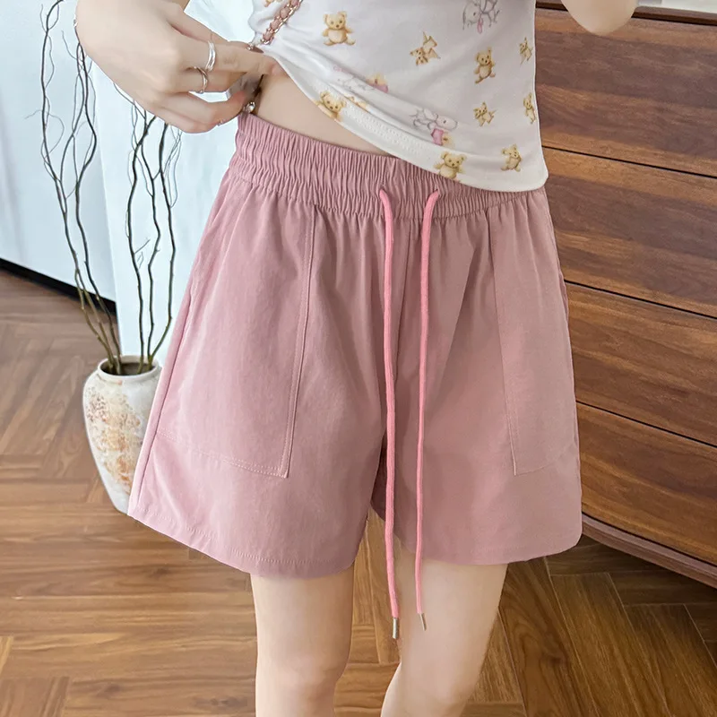 Mädchen Koreanische Mode Y2k Kleidung 2026 Frau Hohe Taille Lose Shorts Kordelzug Breite Bein Elastische Hohe Taille Trendy Hosen