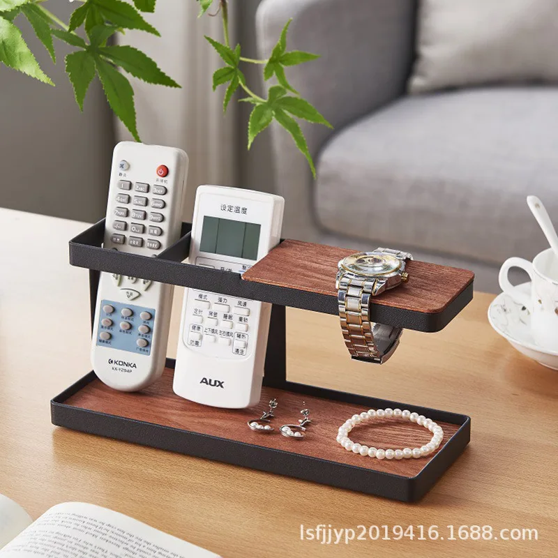 

Creative Iron Wood Mobile Phone Holder Multi Purpose Bedside Watch Rack Office Glasses Key Storage Rack
