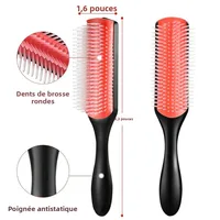 Brosse à cheveux démêlante à 9 rangées, masseur de cuir chevelu, peigne humide et droit pour femmes et hommes, brosse à cheveux bouclés pour Salon 6