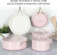 Free Ceramic Interior 10 Piece Heavy Gauge Enamel Aluminum Pots and Pans Cookware Set 2