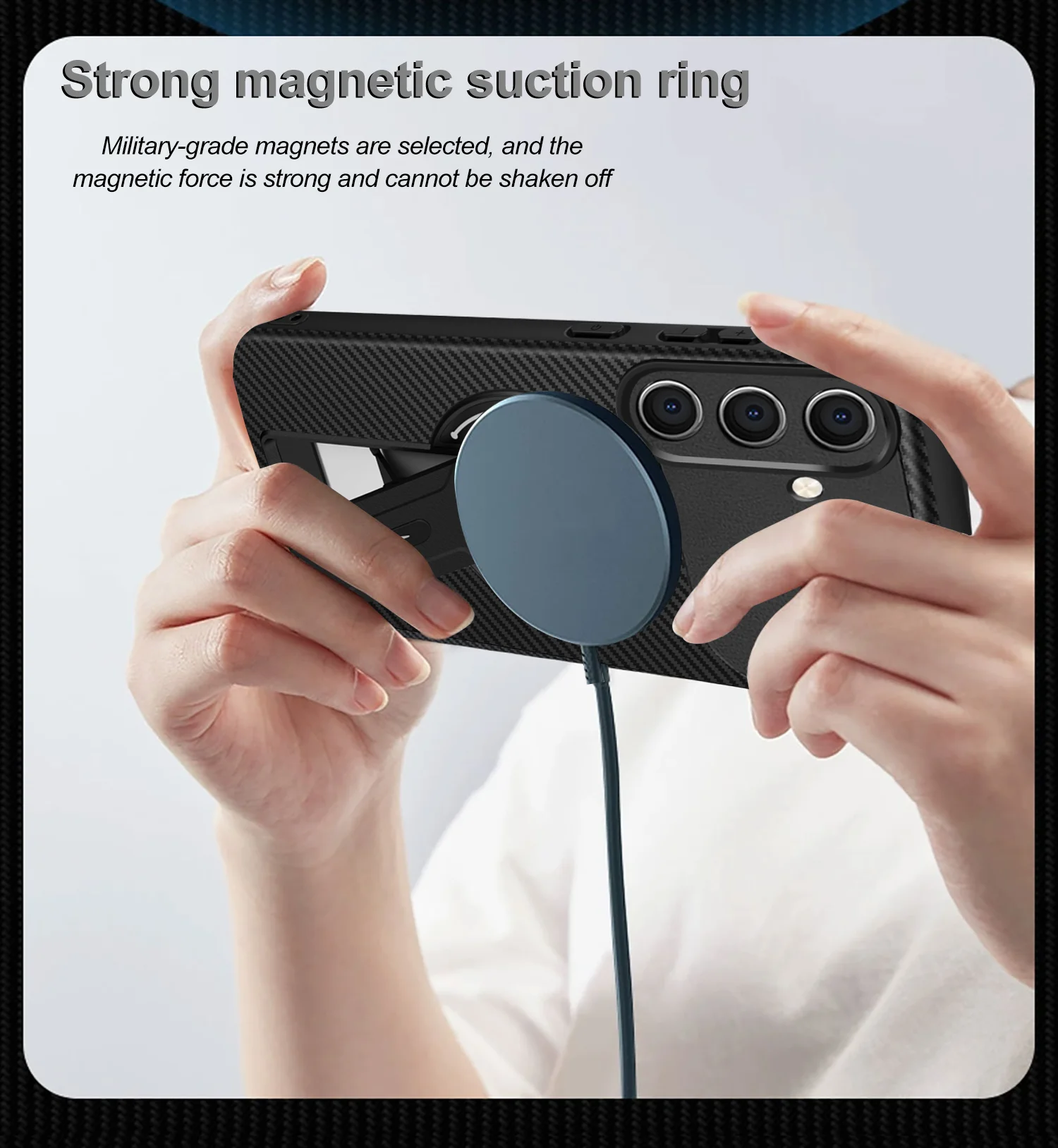 Carbon Fiber Magnetic Texture Hide Stand Phone Case