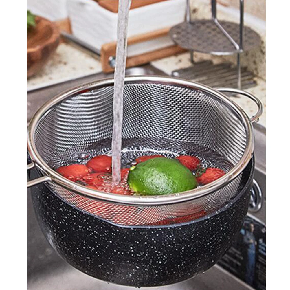 Mesh Skimmer Spoon Noodle Strainer Steamer Pasta Fruit and Vegetable Basket Rice Colander Stainless Steel Large Drain