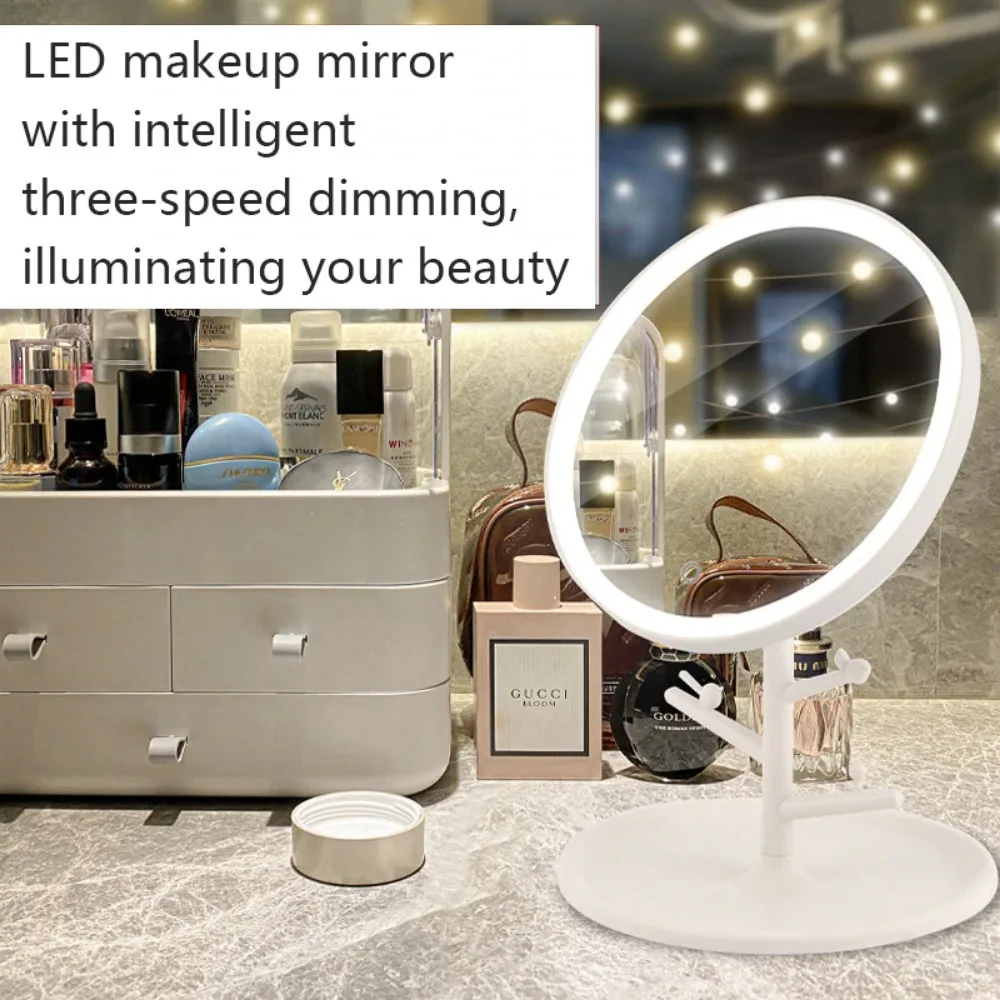 Makeup Mirror Vanity Mirror with Lights,Lighted Makeup Mirror,Touch Control,Dual Power Supply,Portable LED Mirror,Women