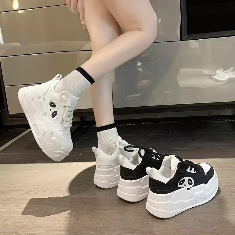 Woman Chaussures Femme 6CM High Platform Sneakers Women Casual Leather Sport Shoes New Autumn Vulcanized Skateboard Zapatillas