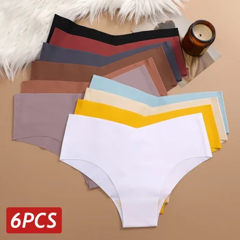 6 pezzi mutandine senza cuciture da donna slip ultra sottili in seta di ghiaccio biancheria intima sexy con vita a V lingerie traspirante femminile mutande a vita bassa