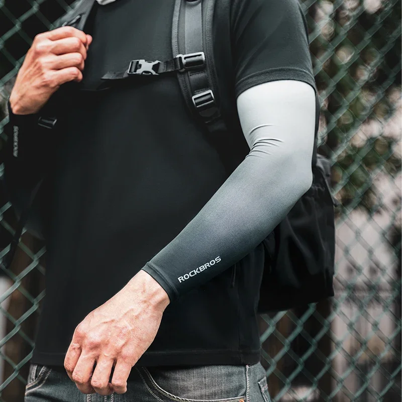 ROCKBROS Arm Sleeves sun protection arm sleeves arm sleeves cooling arm sleeves Gradient Color Running Fishing Sunscreen Sleeve Summer Cool Quick Dry Breathable Ice Silk Cycling Equipment