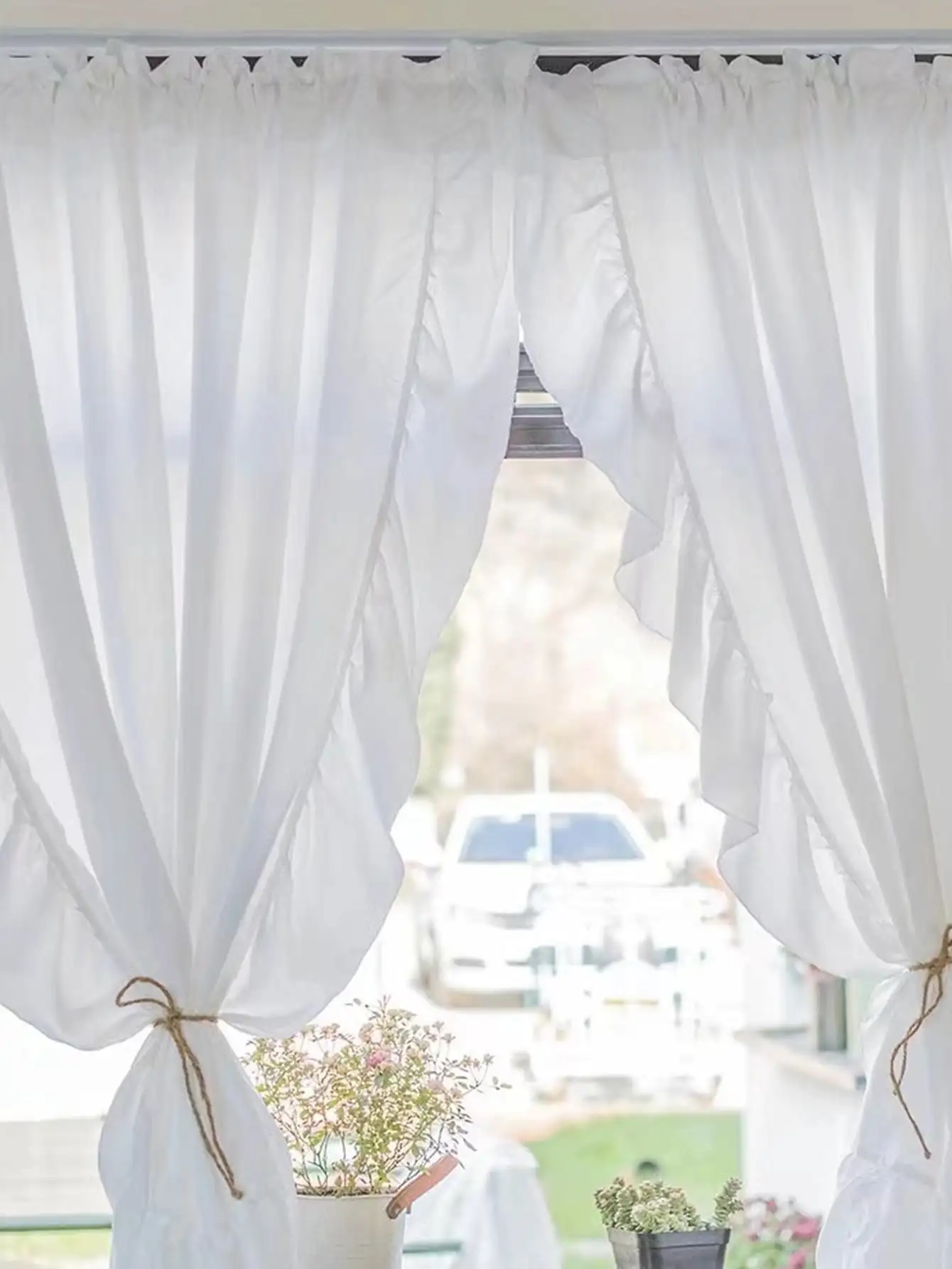 White Half-Curtain Mini for Bedroom Kitchen Door Drape Cafe Window Panel Sheer Tulle Curtain 1 Pcs 3