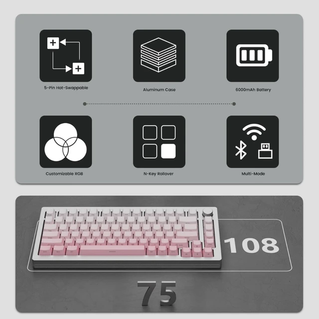 Monsgeek-M1w spマルチモードアルミニウムCNCメカニカルキーボード 