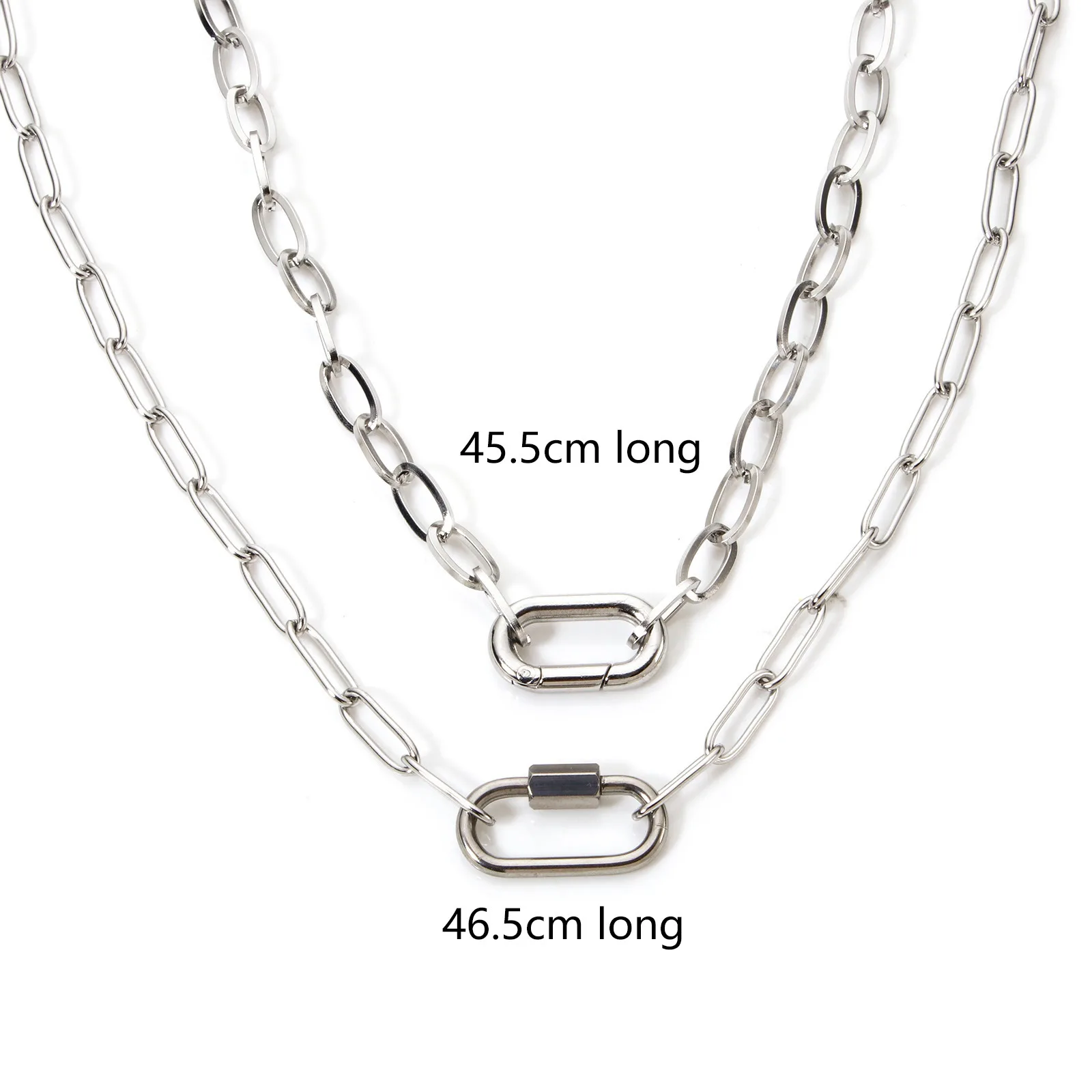 1 Stück 304 Edelstahl Büroklammer Gliederkette Halskette für DIY Schmuckherstellung Oval Silber Farbe 
 Metall 46,5 cm lang (18 2/8 Zoll) – Detail 1