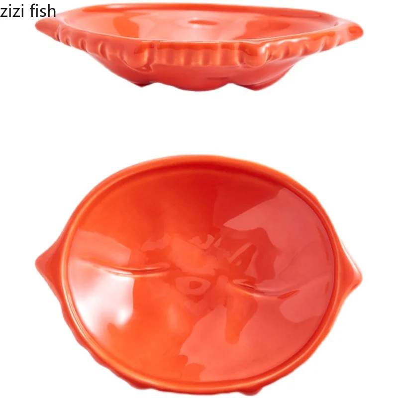 Creative Crab Shell Shaped Ceramic Dessert Dish Sushi Plate Appetizer Plate Molecular Cuisine Display Plates Specialty Tableware