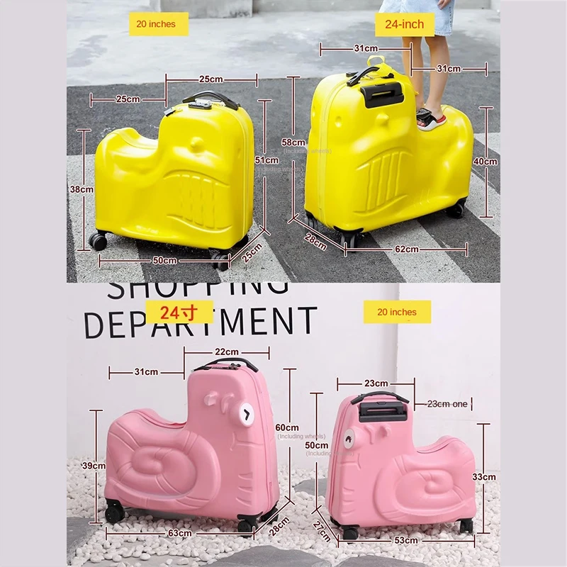 Lovely Snail Luggage Can Be Mounted Children's TrolleyBox Female Universal Wheel 20 