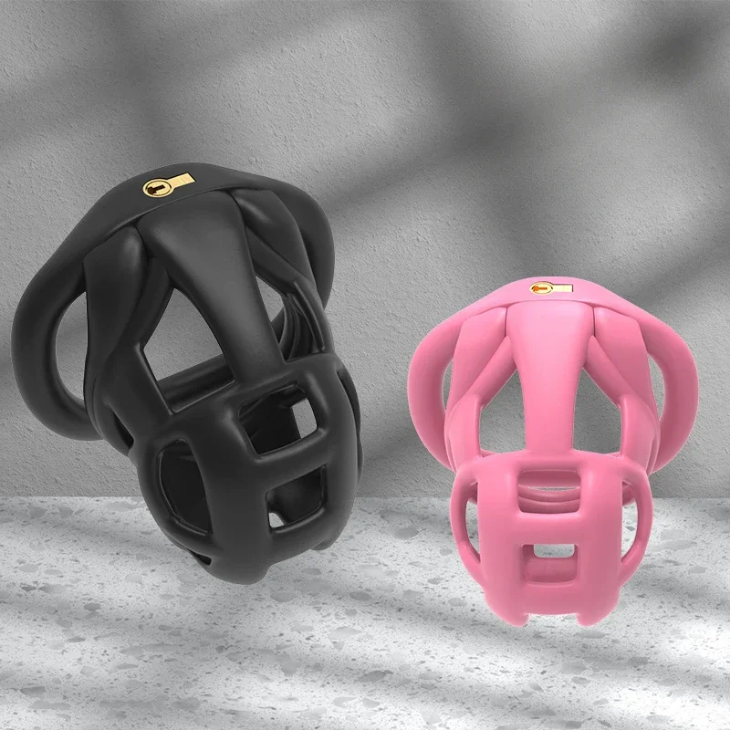 Men's Chastity Lock Chaste Vessel Black Light Pvc Penile Ring Snap Ring Multi Size Cage SM Sex Toys BDSM 3D Invisible Lock