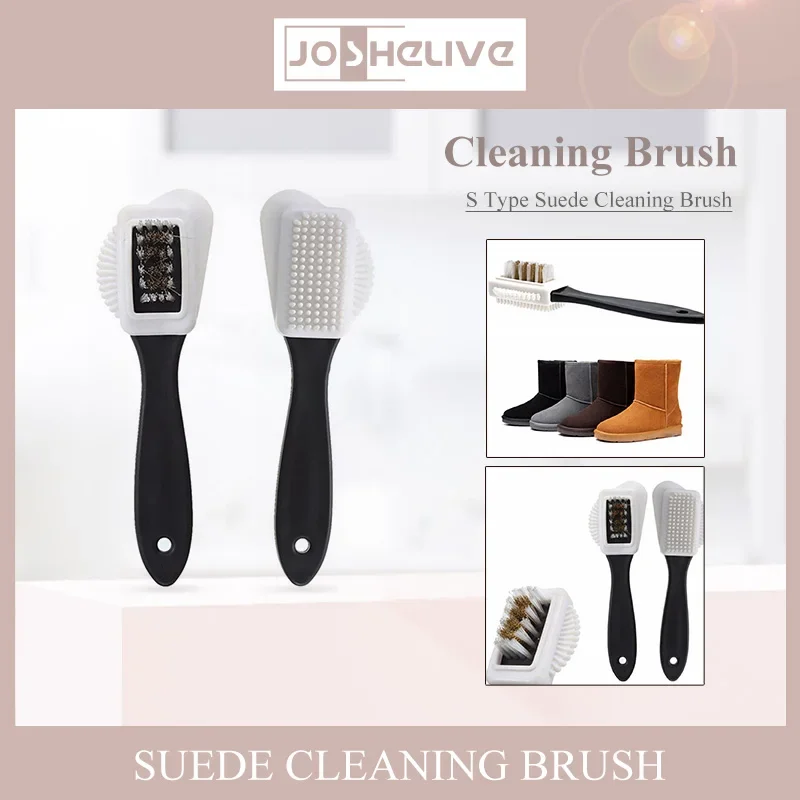 3 Side of Cleaning Brushes for Suede Leather Nubuck Three Side Cleaning Shoe Brush High Quality Black S Shape Boot Shoes 5