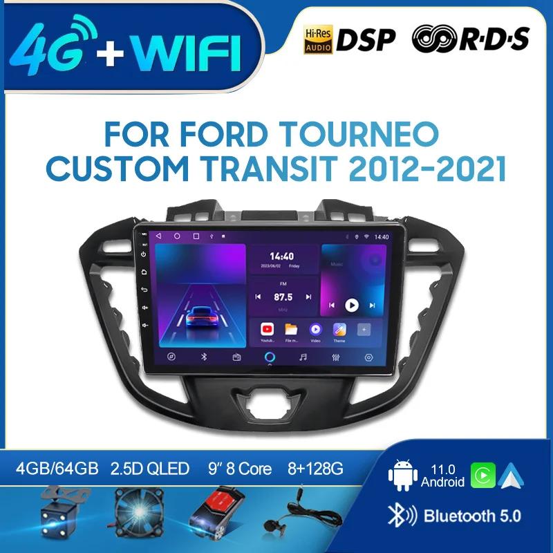 

Автомагнитола QSZN для Ford Tourneo Custom Transit 2012-2021, 2din, Android, мультимедийный видеоплеер, GPS-навигация, 4G, головка Carplay