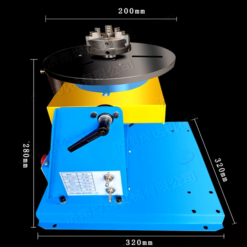 15KG Semi-Automatic Mini Rotary Welding Positioner Turntable Tilte Table 0-90º  3 Jaw Lathe Chuck 65mm 80mm 3
