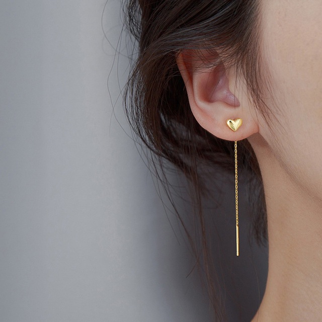 Trend Korean Long Wire Tassel Thread Chain Star Heart Beads Pendants Dangle Drop Earrings Straight Hanging Earings