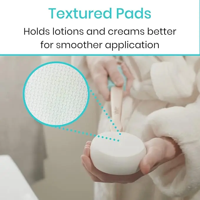 Shower Scrubber Lotion Applicator For Back Professional Wooden Long Handle With Replacement Heads For Home Men Women