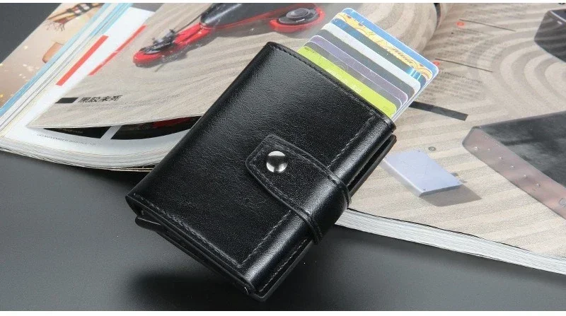 RFID-blockierende Bankkarten-Etuis Luxus-Geldbörsen für Herren Metall-Slim-Thin Minimalistische Kartenhalter Reisebrieftaschen für Männer und Frauen – Detail 16