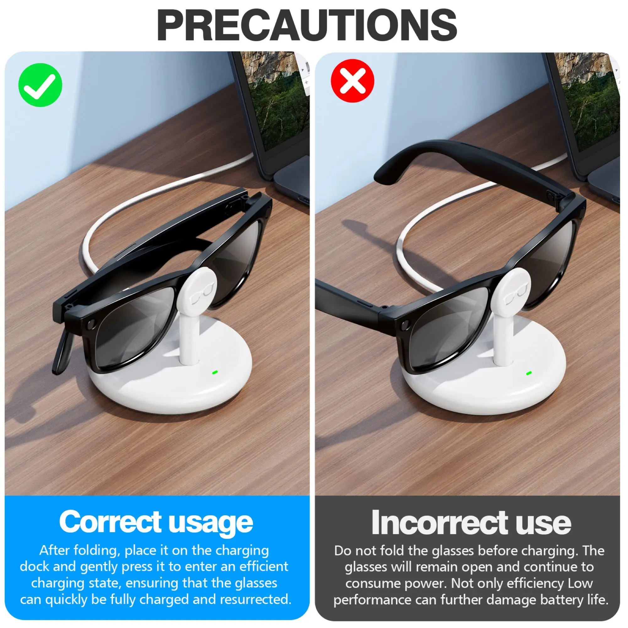 VR Battery Charger Station Charging Dock For Ray-Ban Meta Smart Glasses Wayfarer/Skyler/Headliner/Oakley HSTN Potable Travel USB-C Charge Stand