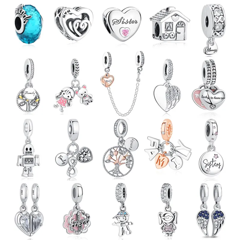 925 Sterling Silver Charms Fit Brand Bracelets Necklaces Women DIY Jewelry